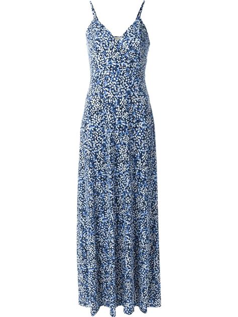 michael kors collection filed floral blue dress|michael kors collection dress.